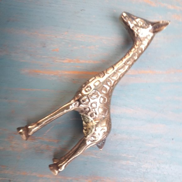 Giraffe Vintage Brass Animal Figurine Mid Century Modern Gold Metal - Picture 12 of 14